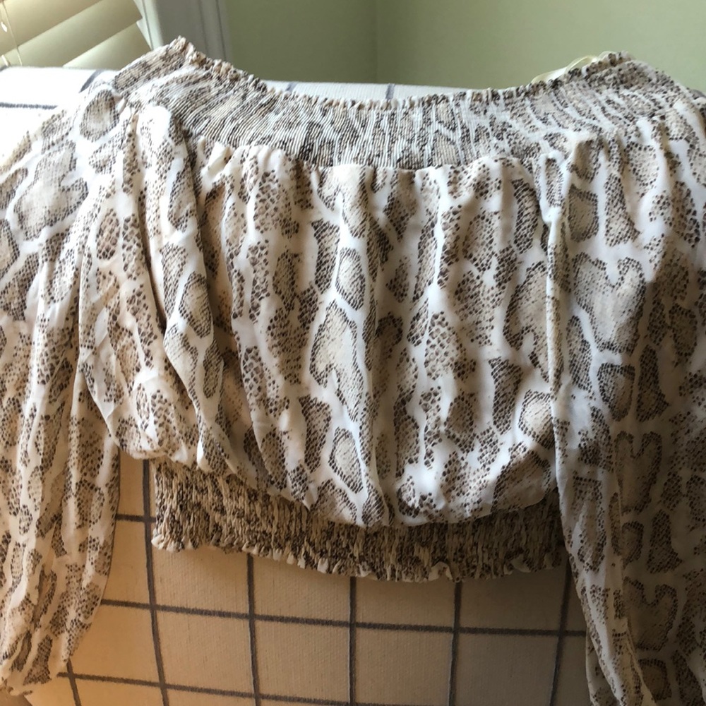 Snake print off-the-shoulder top